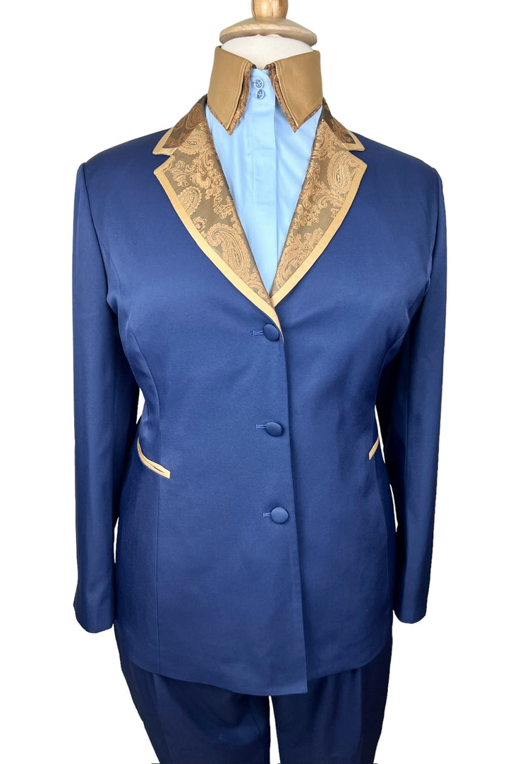Navy Showmanship Suit with Gold Accents & Matching Shirt (XL)
