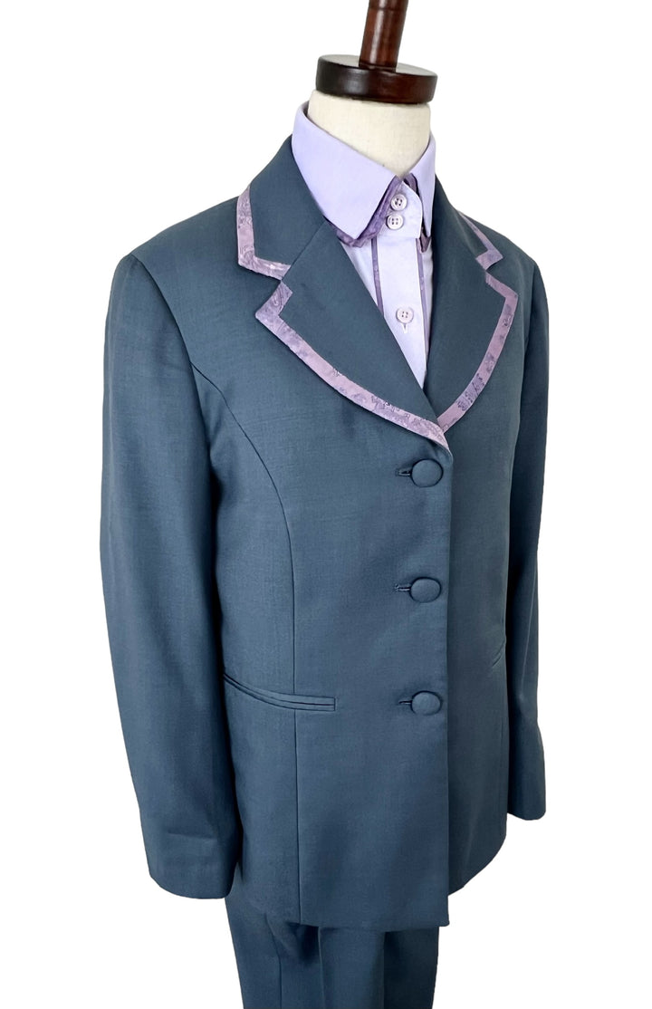 Youth Gray & Purple Showmanship Suit + Western Shirt - Ref. 118