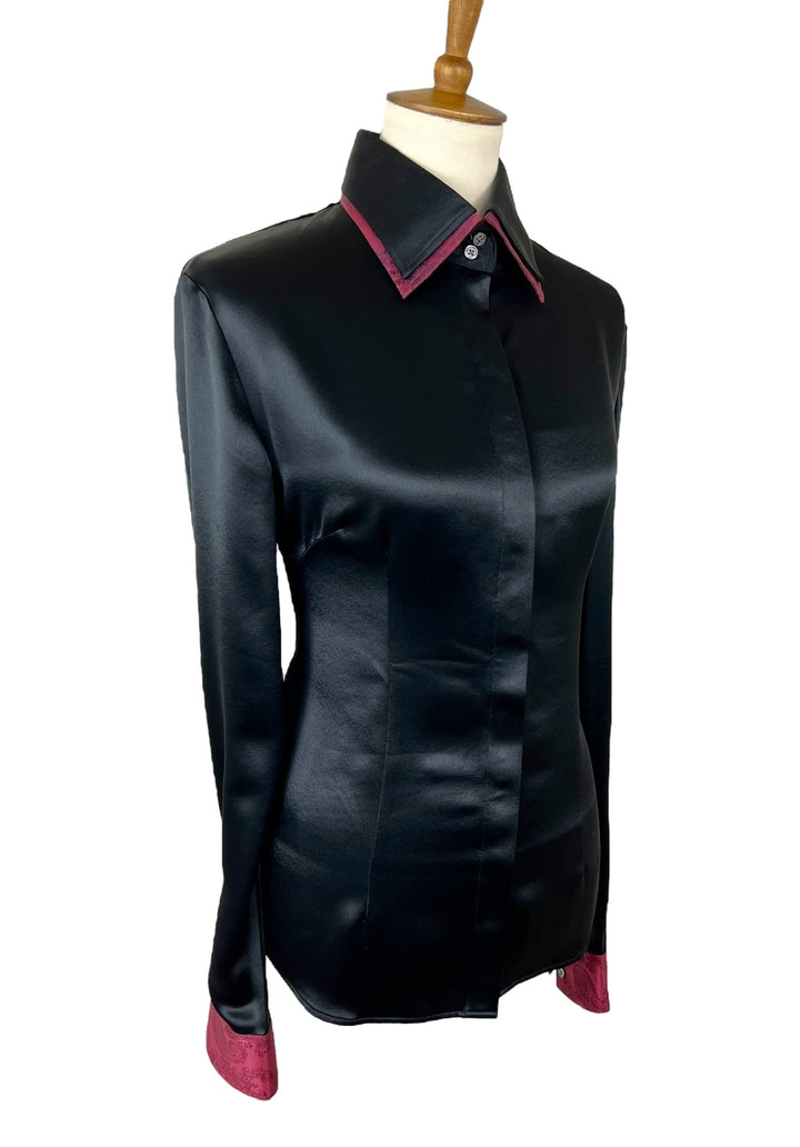 Black Showmanship Suit (Size 8) with Fuchsia Accents + Matching Shirt (Size 38) & Tie - Ref. 111