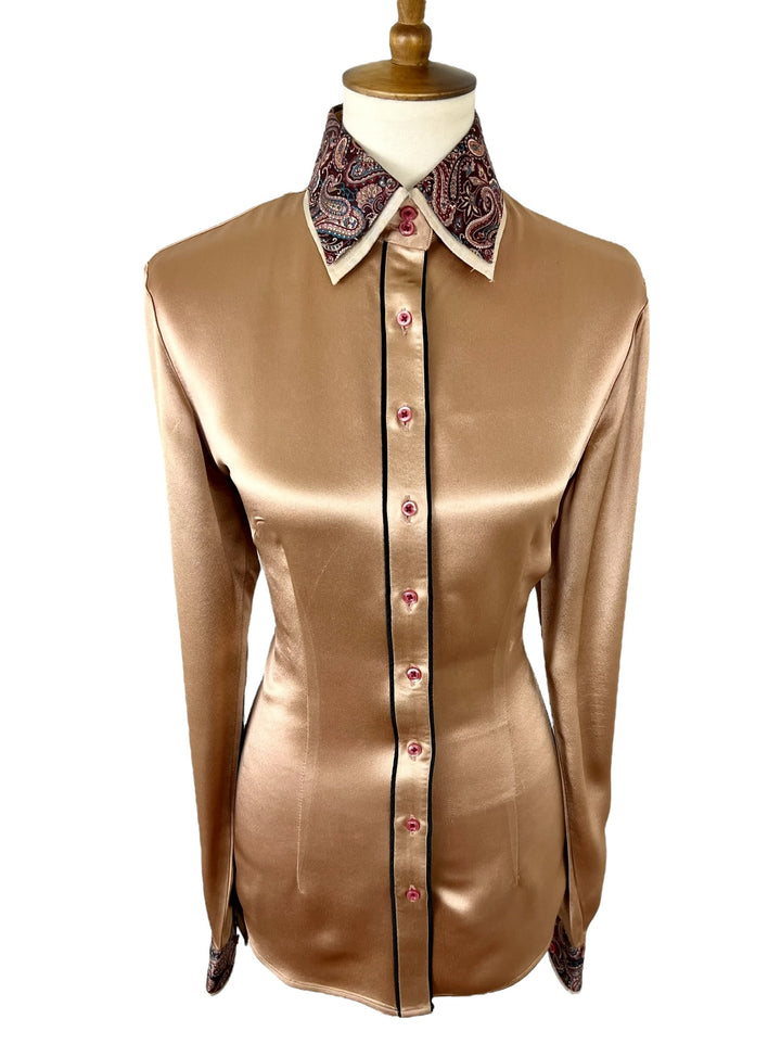 Bronze Satin Western Shirt (Size 38/40) - Ref. 110