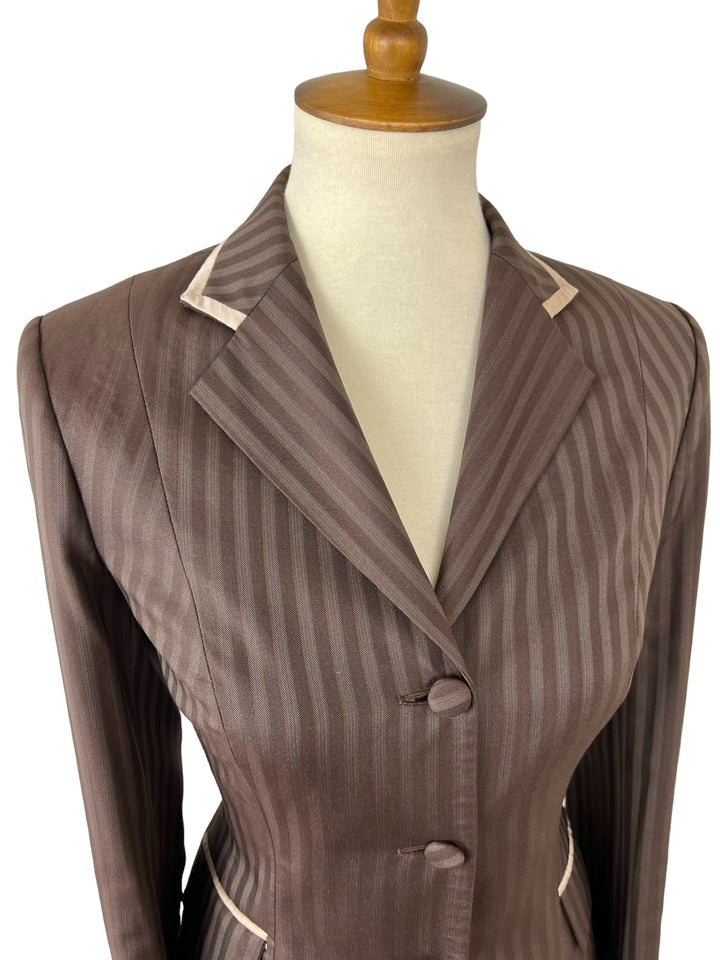 Chocolate Stripe Hunt Coat (Size 6) - Ref. 113