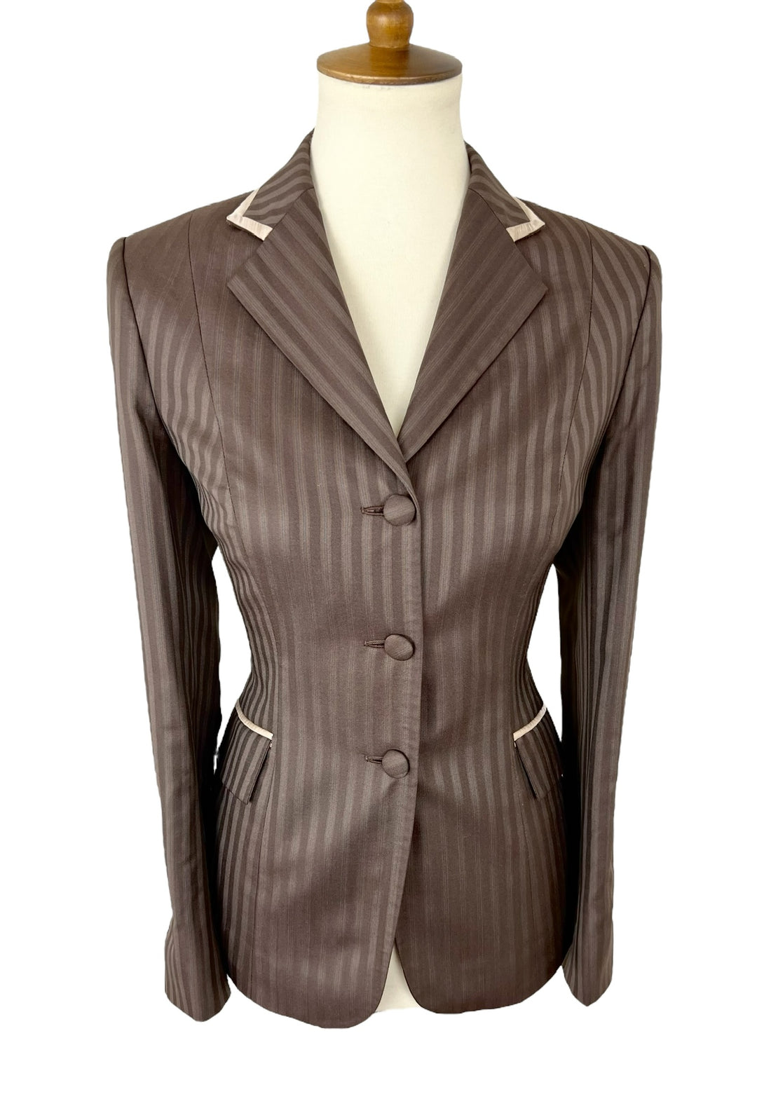 Chocolate Stripe Hunt Coat (Size 6) - Ref. 113