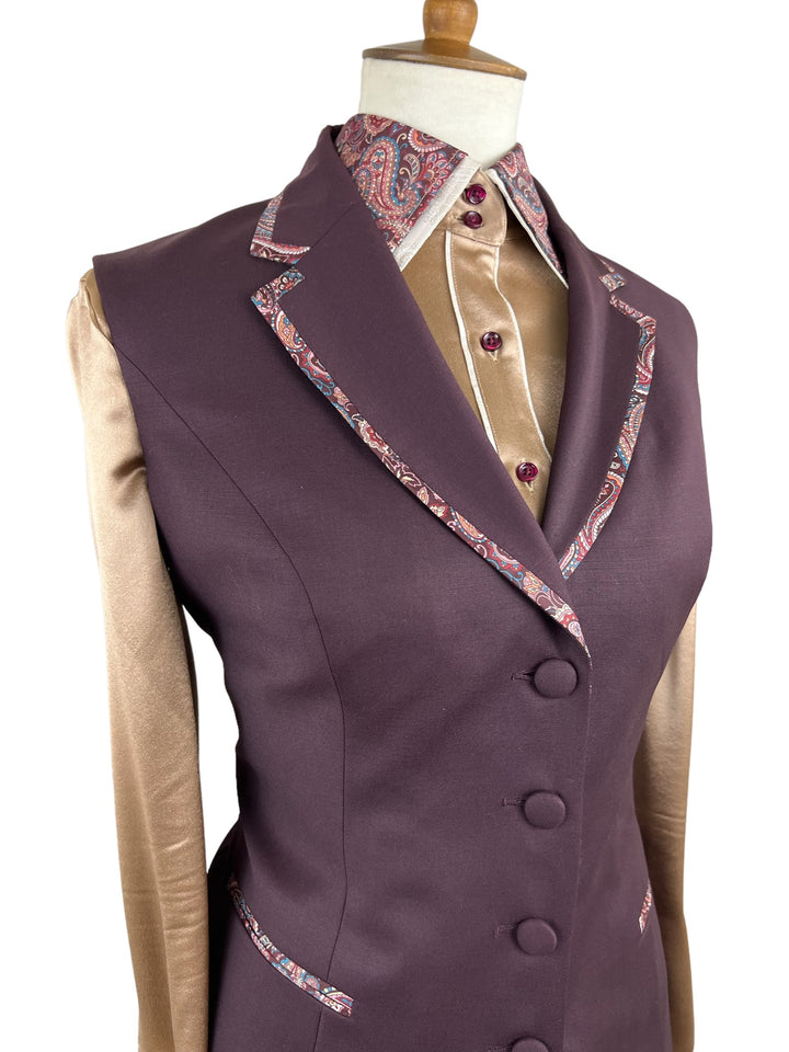 Burgundy Halter Suit (Size 12) with Matching Shirt & Scarf - Ref. 134