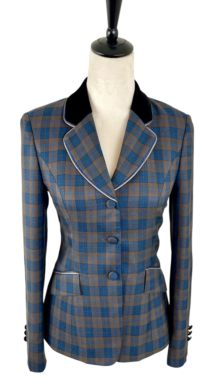 Brown & Blue Plaid Show Coat (Size 0)
