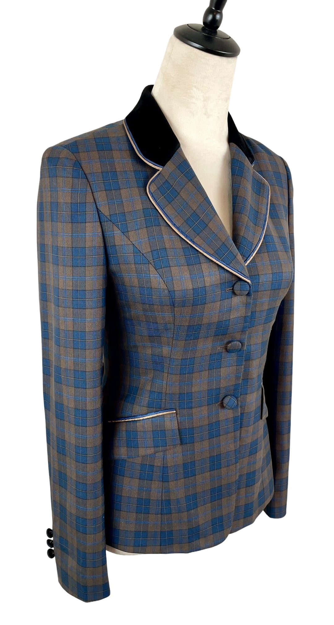 Brown & Blue Plaid Show Coat (Size 0)