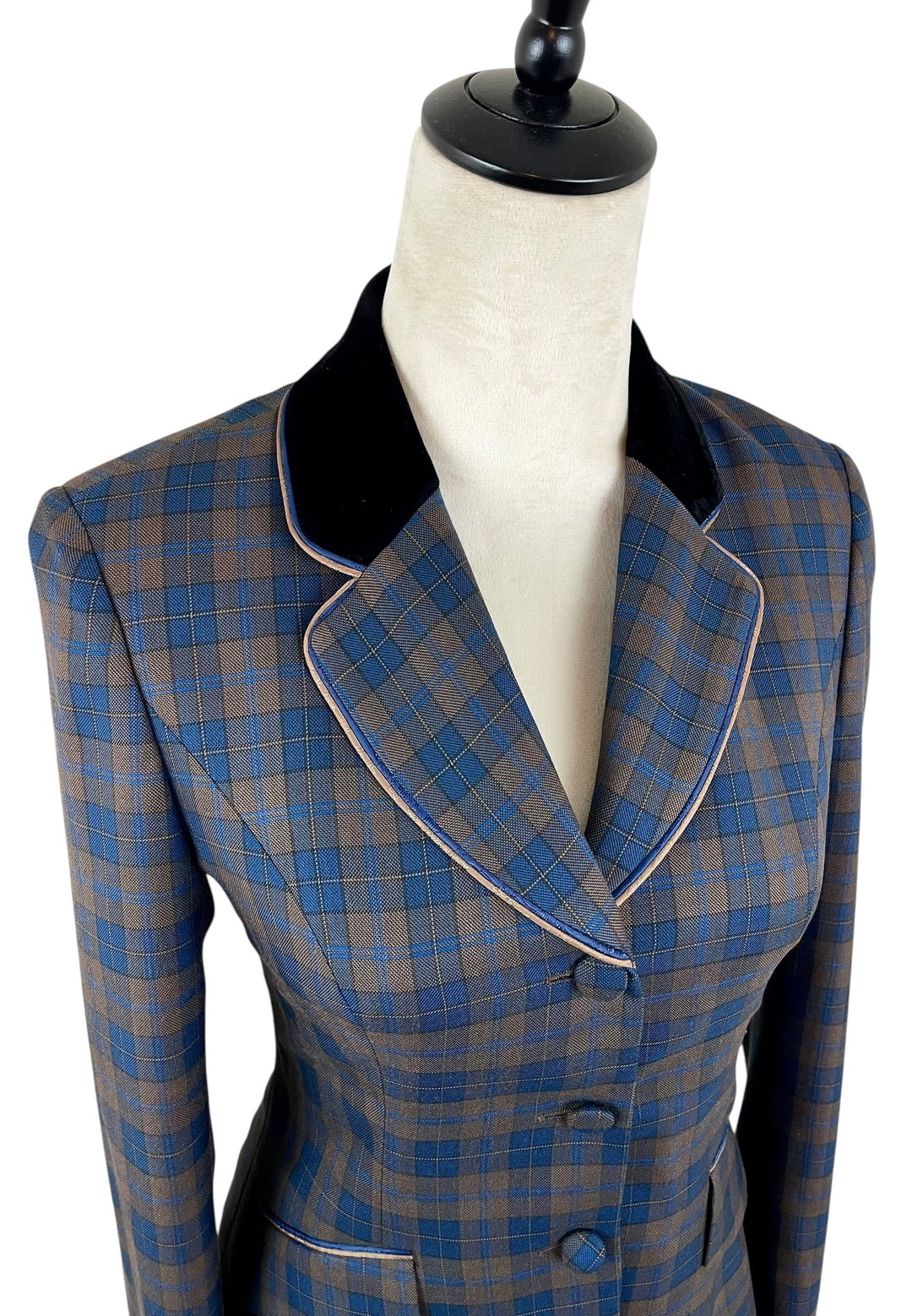Brown & Blue Plaid Show Coat (Size 0)