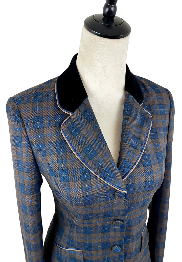 Brown & Blue Plaid Show Coat (Size 0)