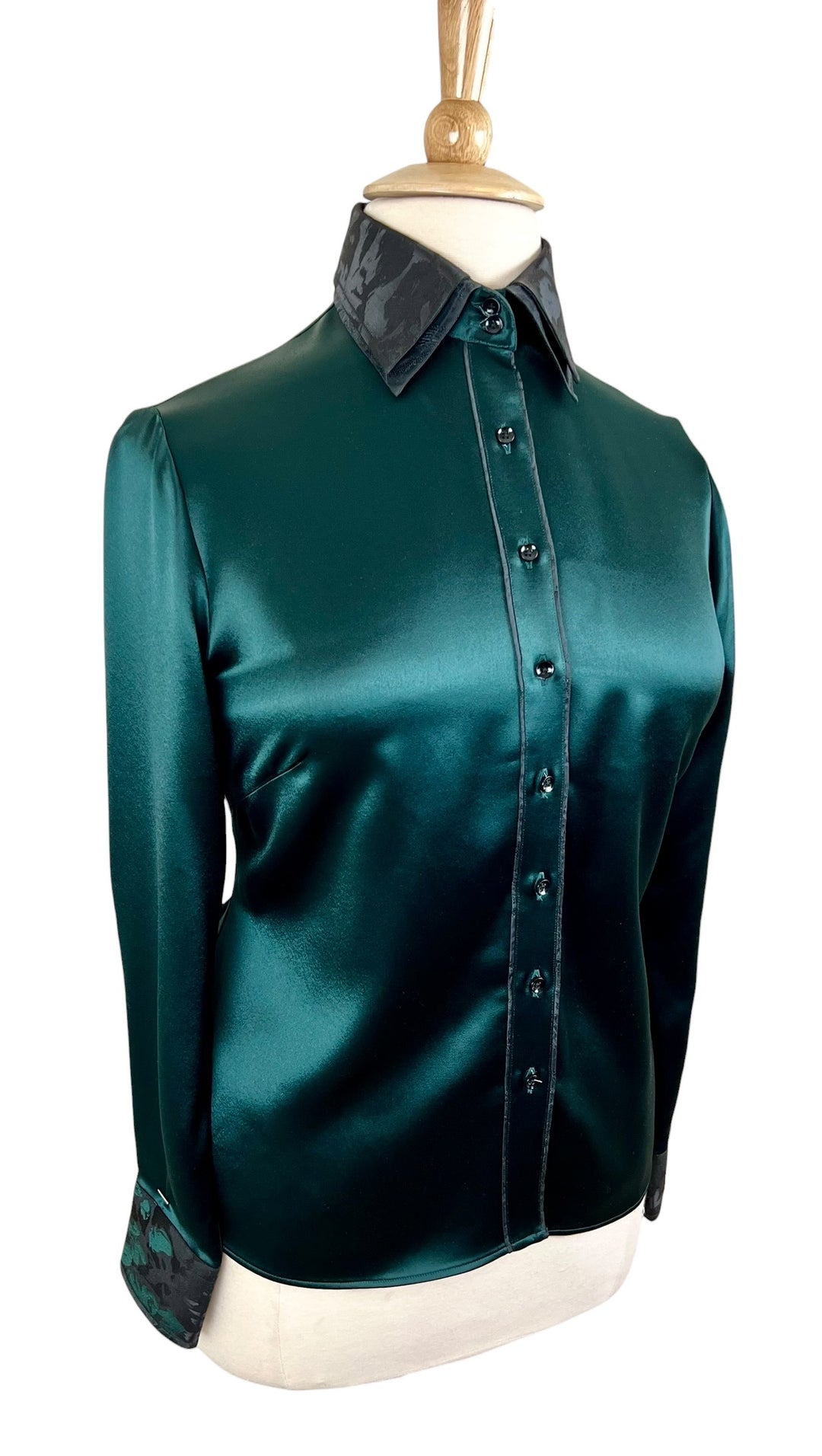 Green & Black Silk Western Shirt (Size 44) - Ref. 248