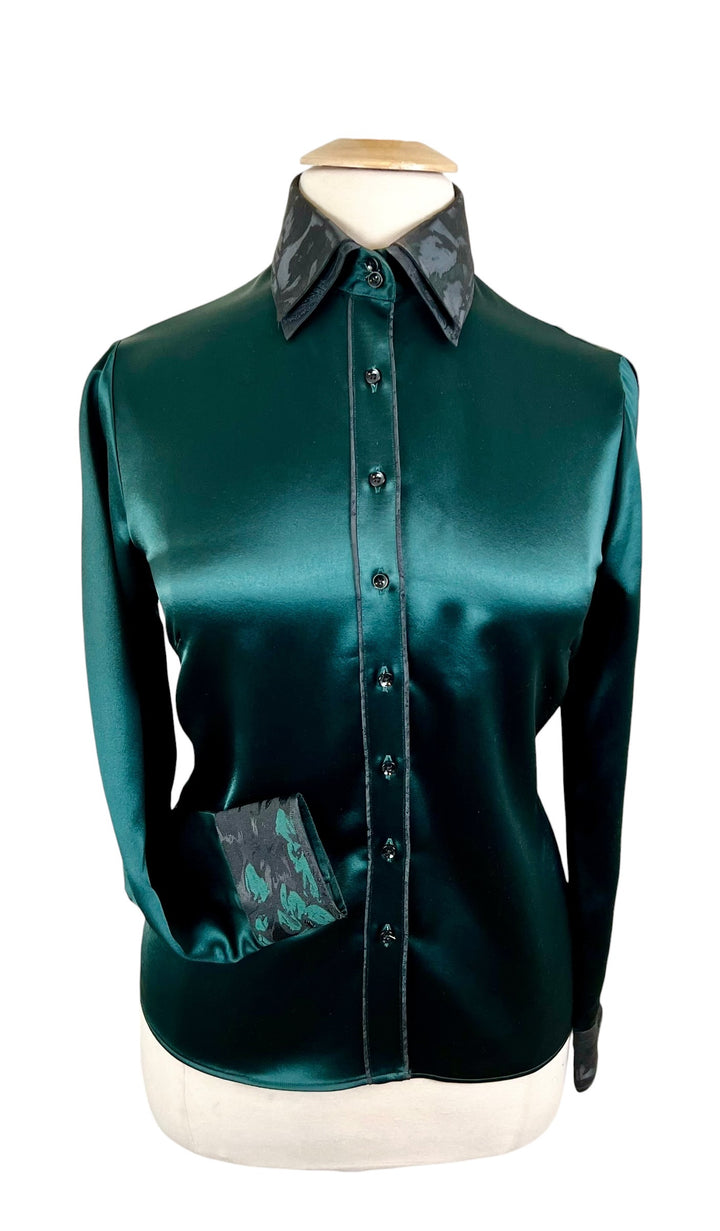 Green & Black Silk Western Shirt (Size 44) - Ref. 248