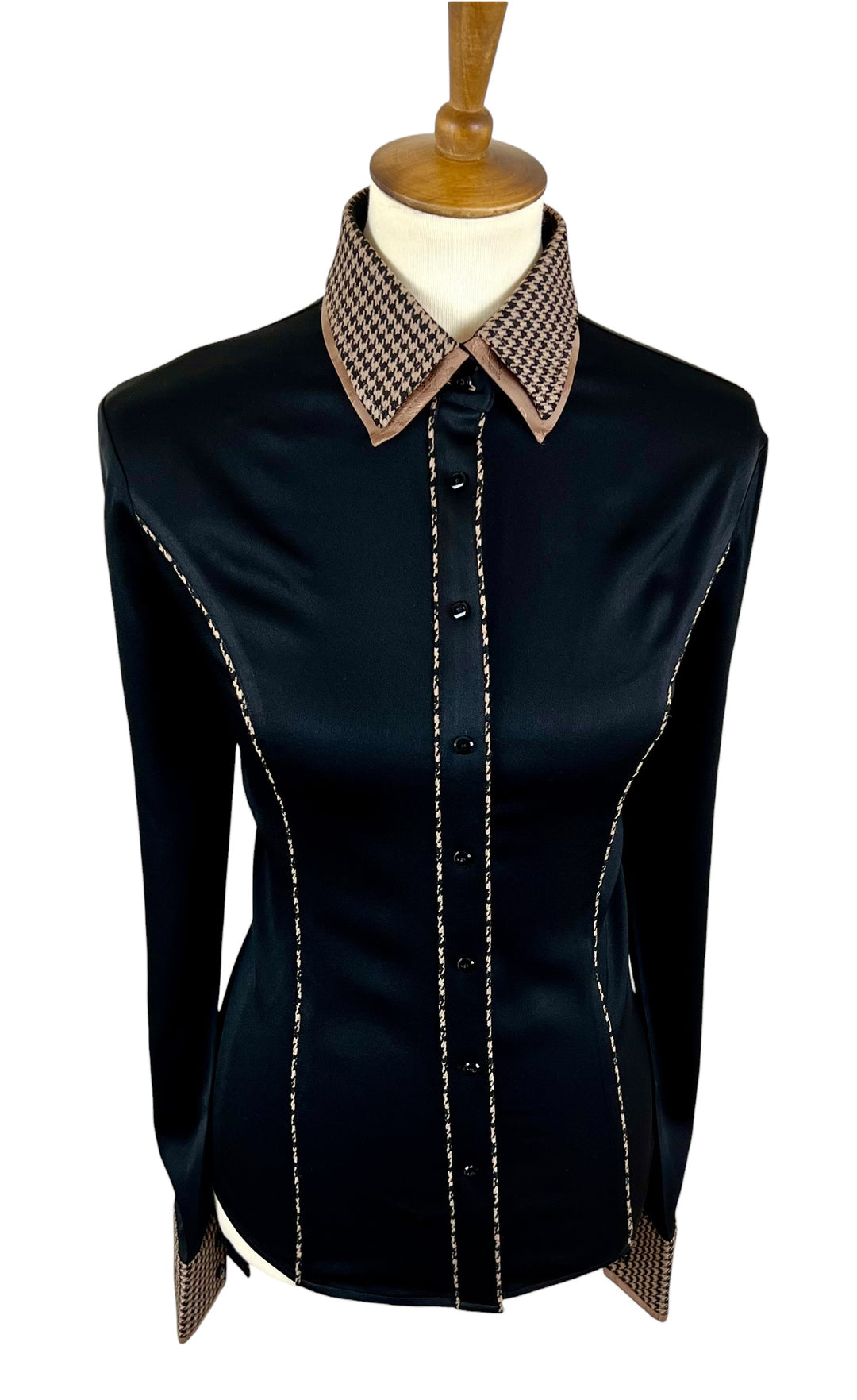 Black & Caramel Houndstooth Western Shirt