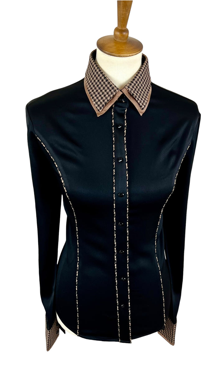 Black & Caramel Houndstooth Western Shirt