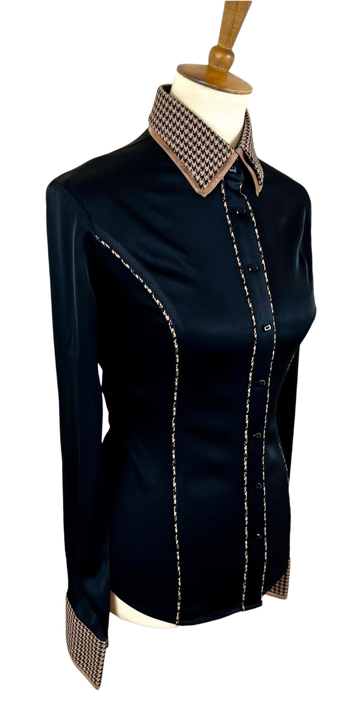 Black & Caramel Houndstooth Western Shirt