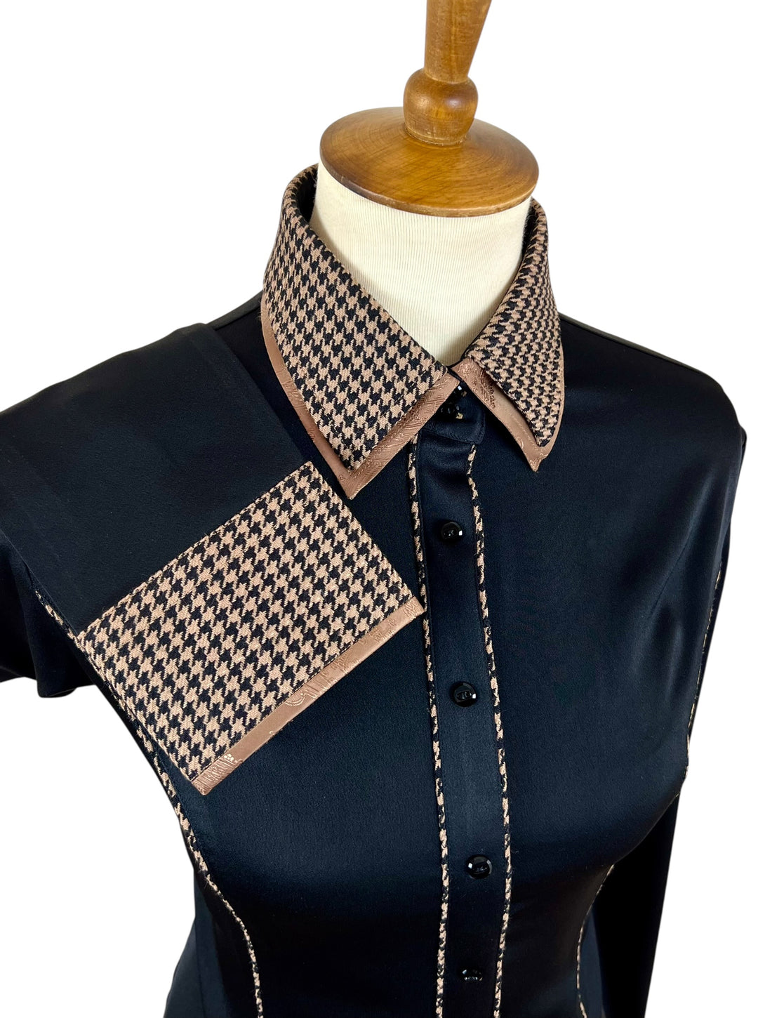 Black & Caramel Houndstooth Western Shirt