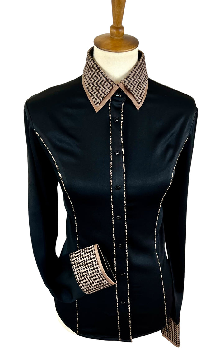 Black & Caramel Houndstooth Western Shirt