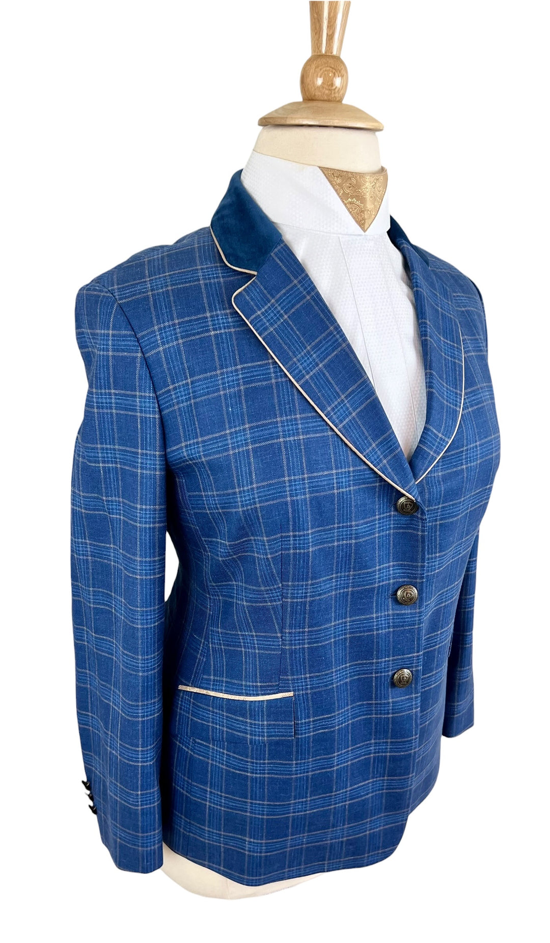 Blue Plaid w/ Light Gold Hunt Coat (Size 18) - Ref. 274