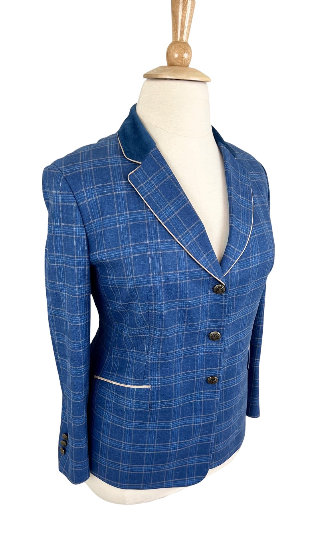 Blue Plaid w/ Light Gold Hunt Coat (Size 18) - Ref. 274