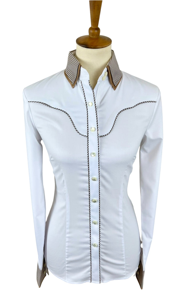 White & French Tan Western Shirt (Size 34)