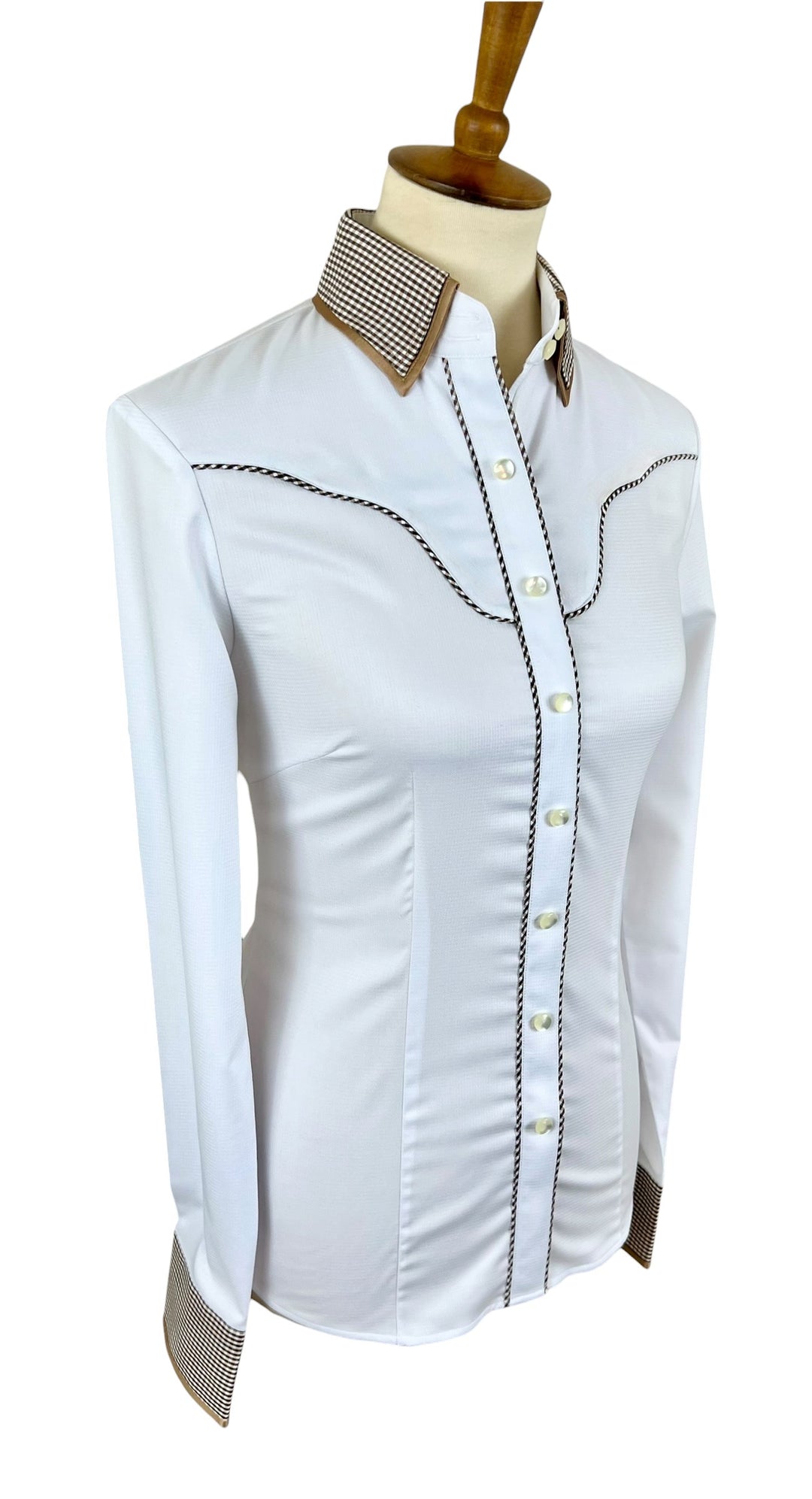 White & French Tan Western Shirt (Size 34)