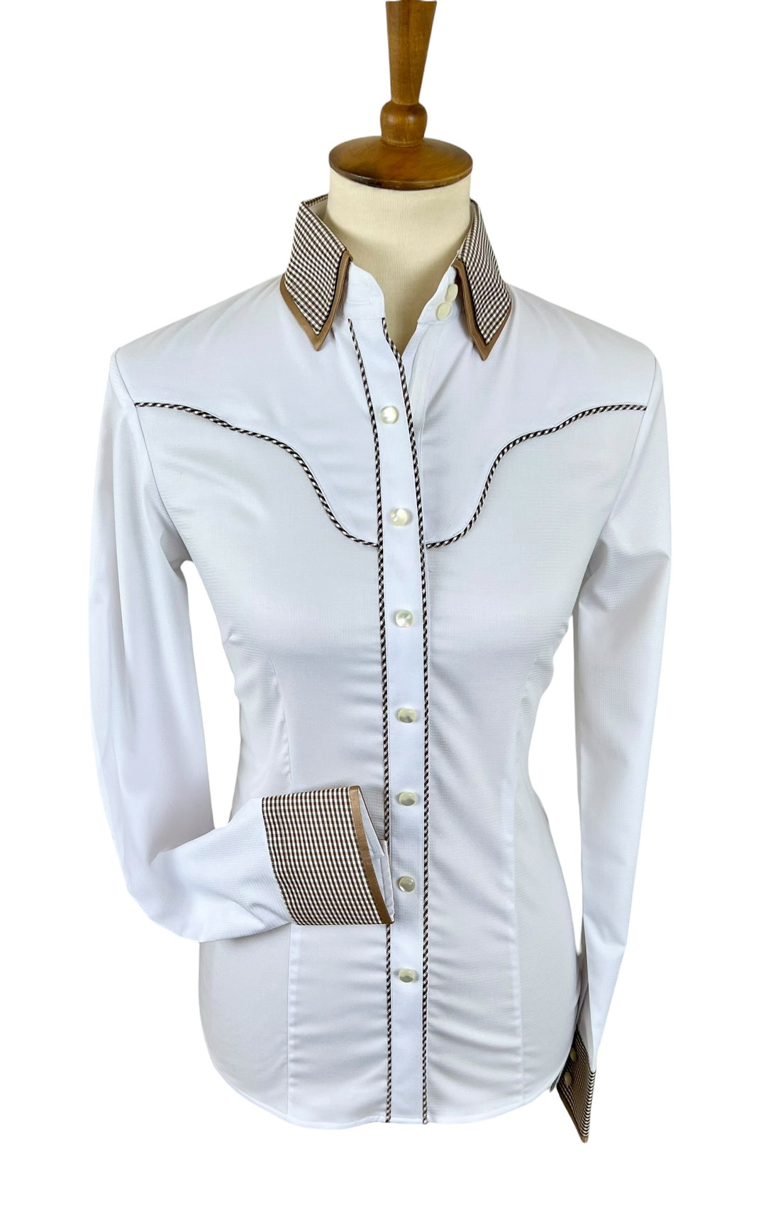 White & French Tan Western Shirt (Size 34)