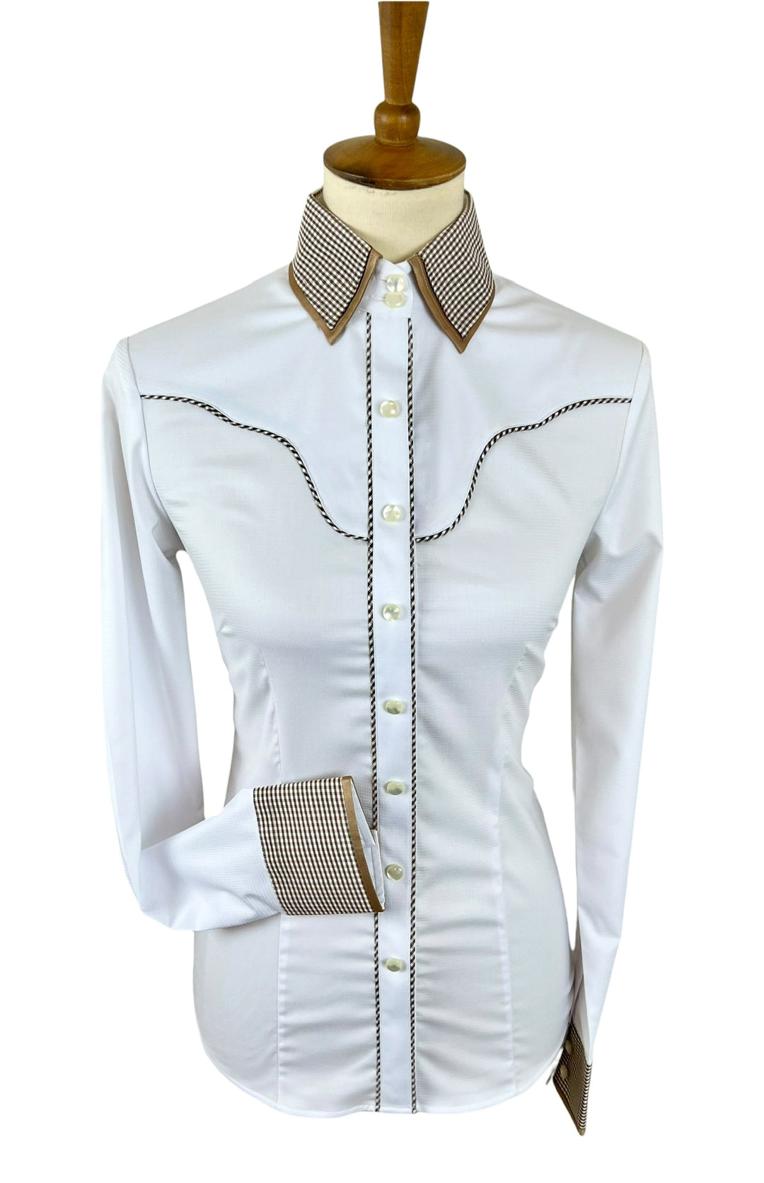 White & French Tan Western Shirt (Size 34)