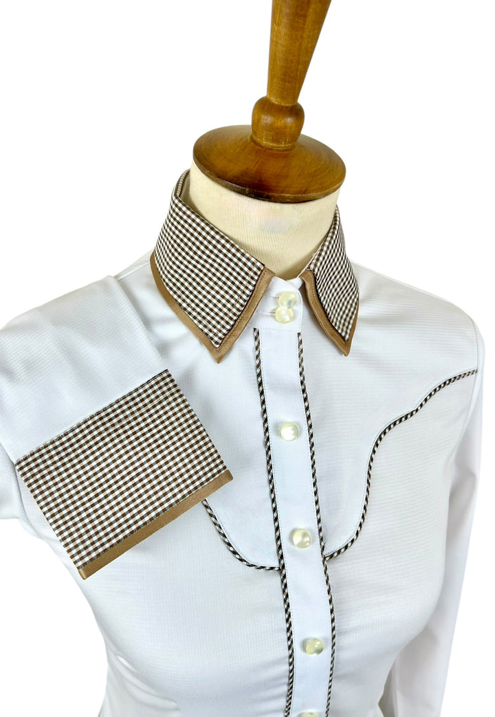 White & French Tan Western Shirt (Size 34)
