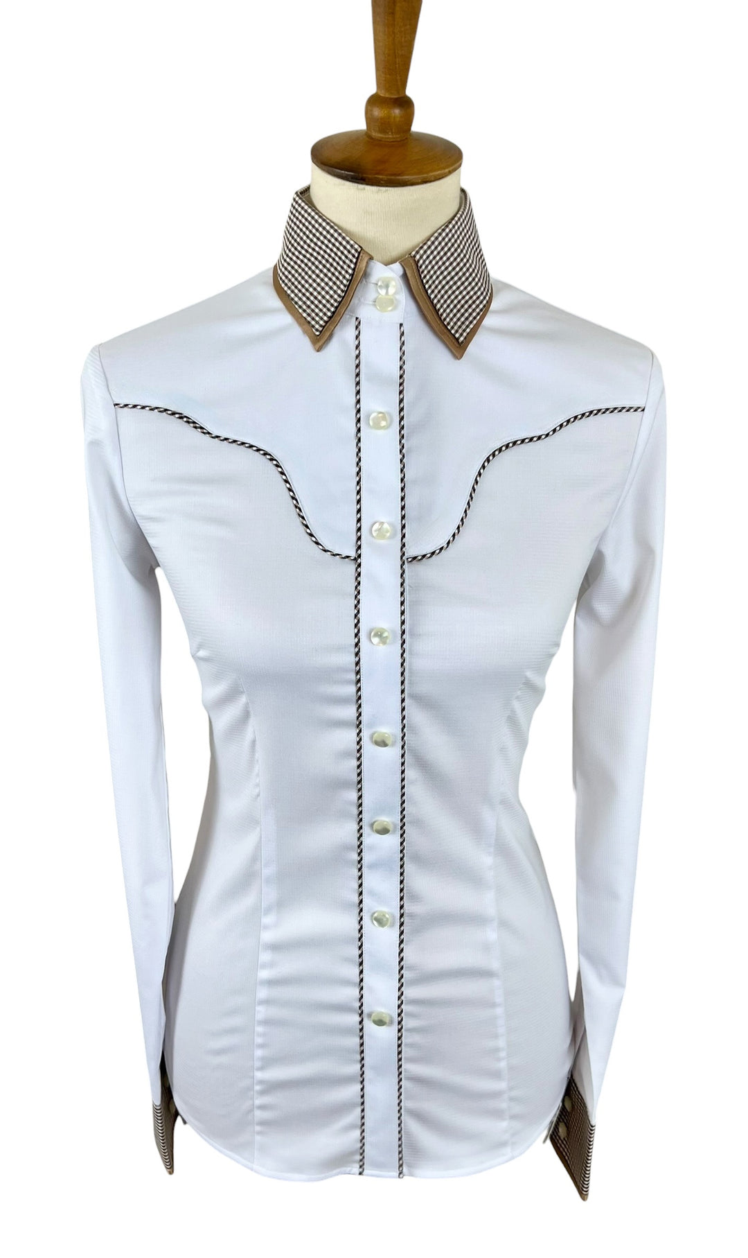 White & French Tan Western Shirt (Size 34)