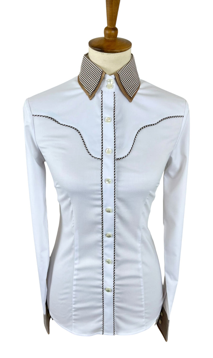 White & French Tan Western Shirt (Size 34)