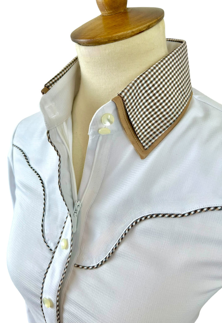 White & French Tan Western Shirt (Size 34)