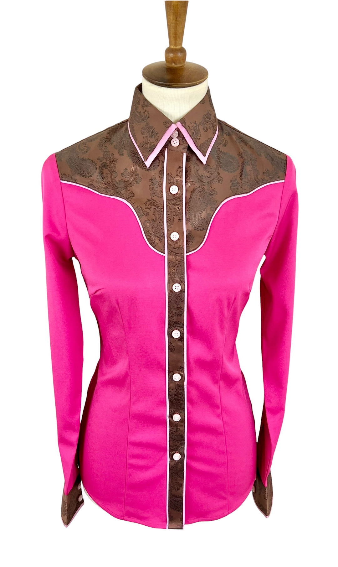 Hot Pink & Chocolate Western Shirt (Size 36) - Ref. 285