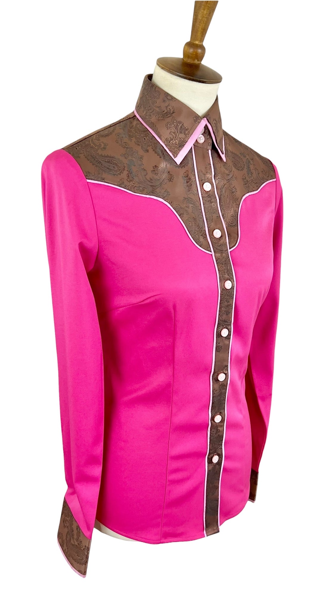 Hot Pink & Chocolate Western Shirt (Size 36) - Ref. 285