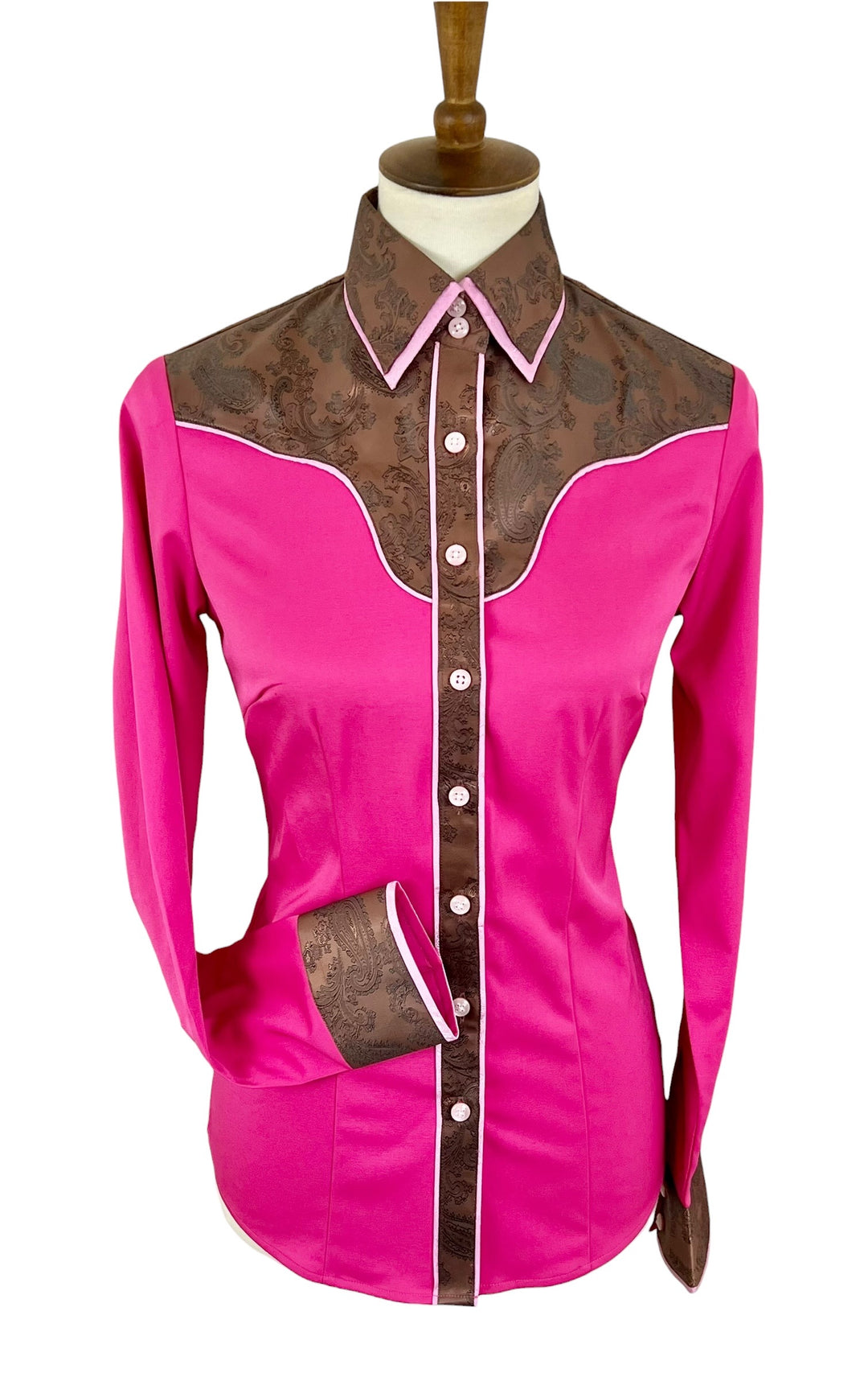 Hot Pink & Chocolate Western Shirt (Size 36) - Ref. 285