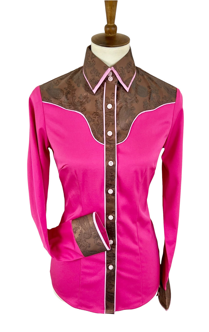 Hot Pink & Chocolate Western Shirt (Size 36) - Ref. 285