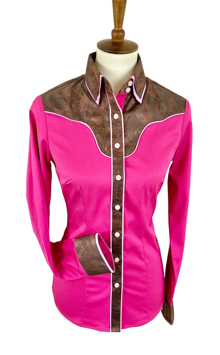 Hot Pink & Chocolate Western Shirt (Size 36) - Ref. 285
