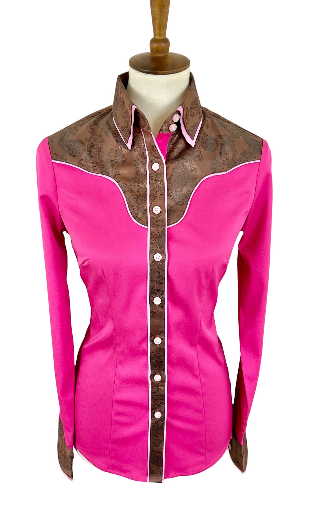Hot Pink & Chocolate Western Shirt (Size 36) - Ref. 285