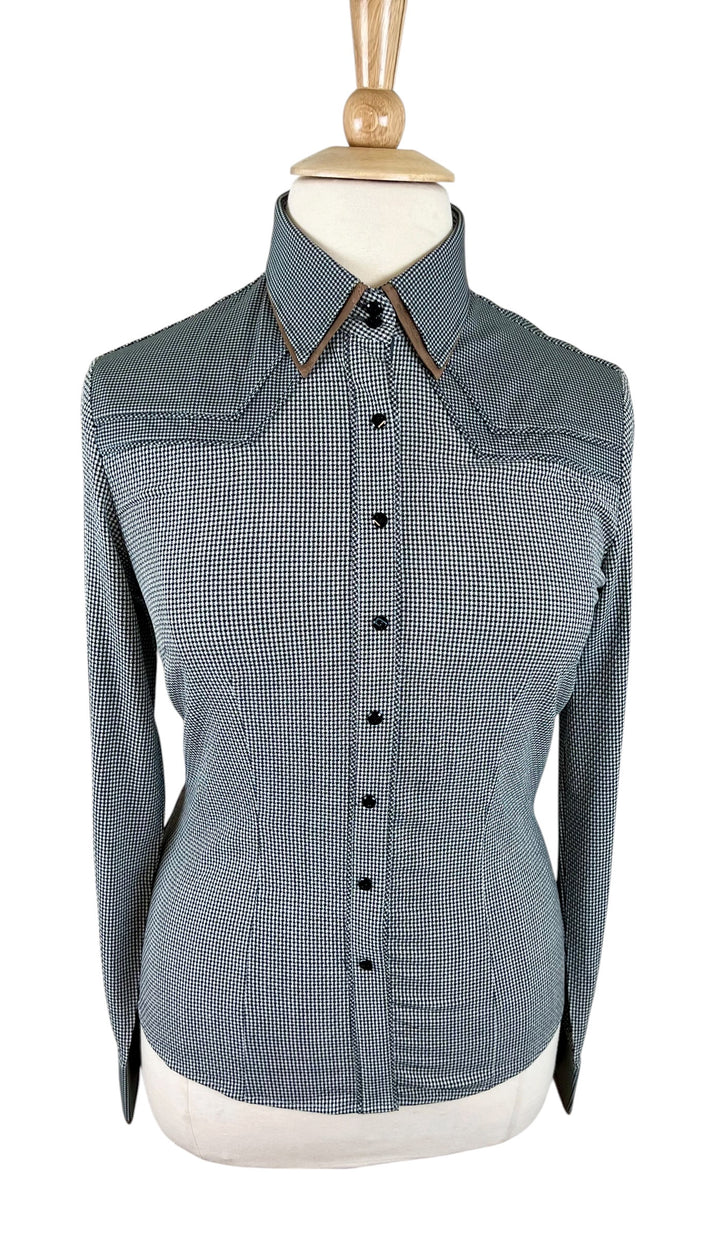 Gray Houndstooth Western Shirt (Size 42)