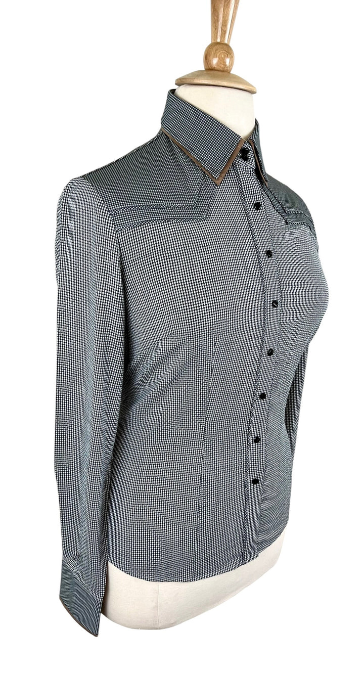 Gray Houndstooth Western Shirt (Size 42)