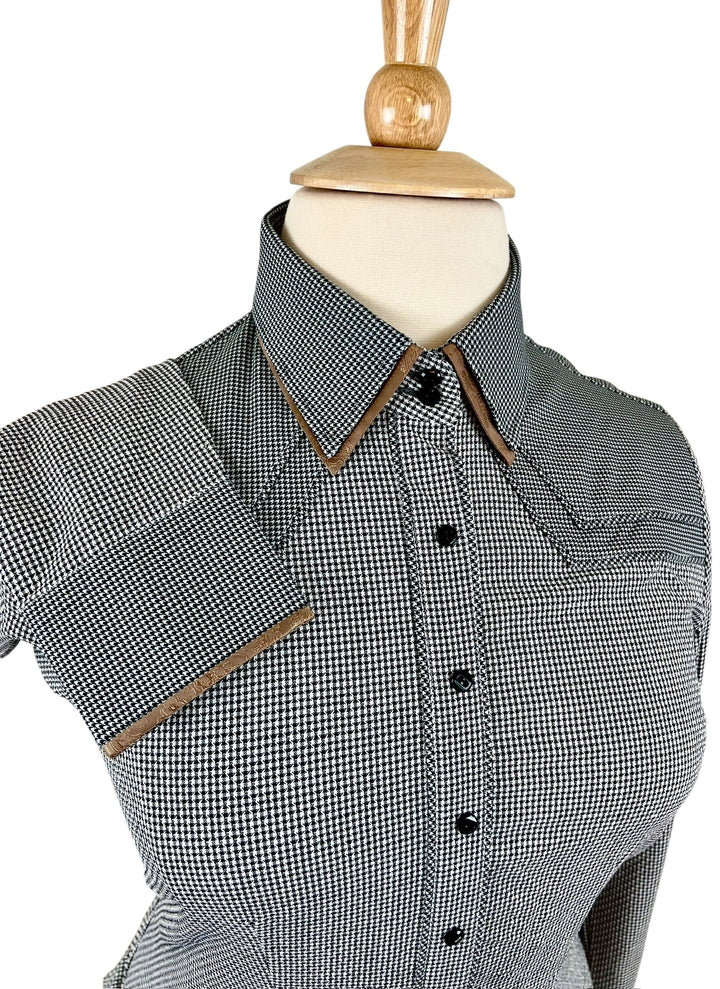 Gray Houndstooth Western Shirt (Size 42)