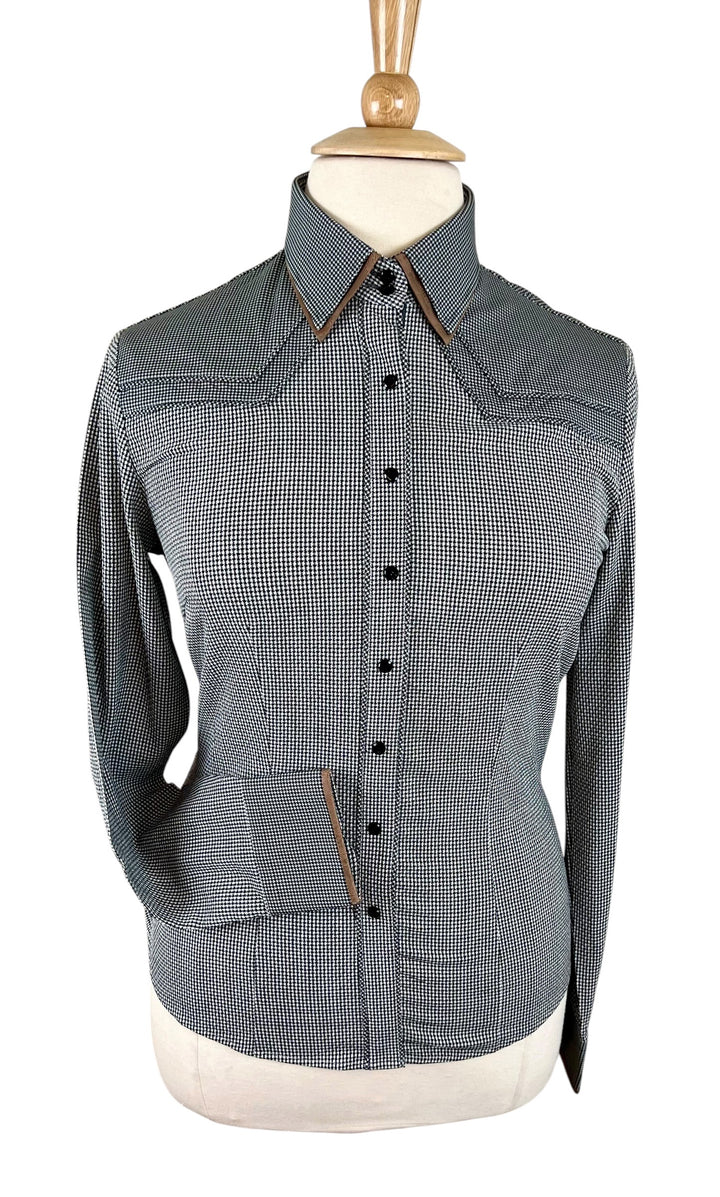 Gray Houndstooth Western Shirt (Size 42)