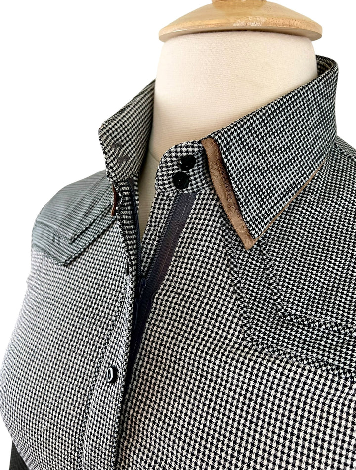 Gray Houndstooth Western Shirt (Size 42)