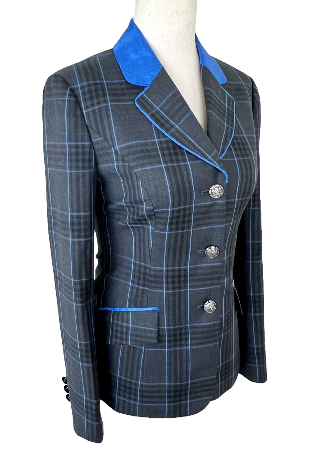 Gray & Blue Plaid Hunt Coat (Size 0)