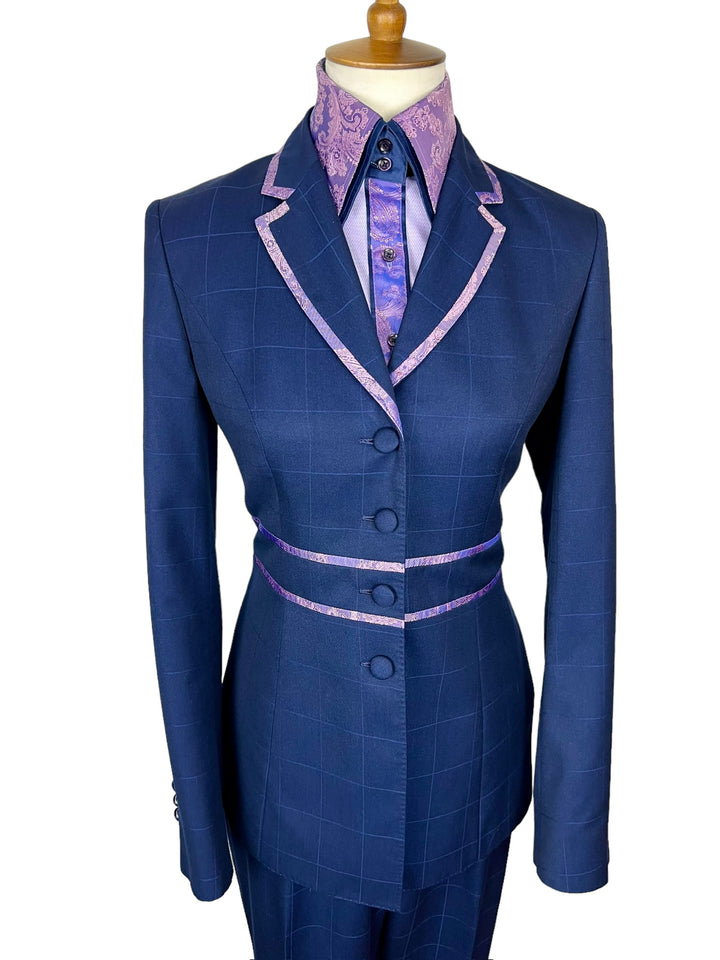 Navy Showmanship Suit with Purple Paisley Accents & Matching Shirt