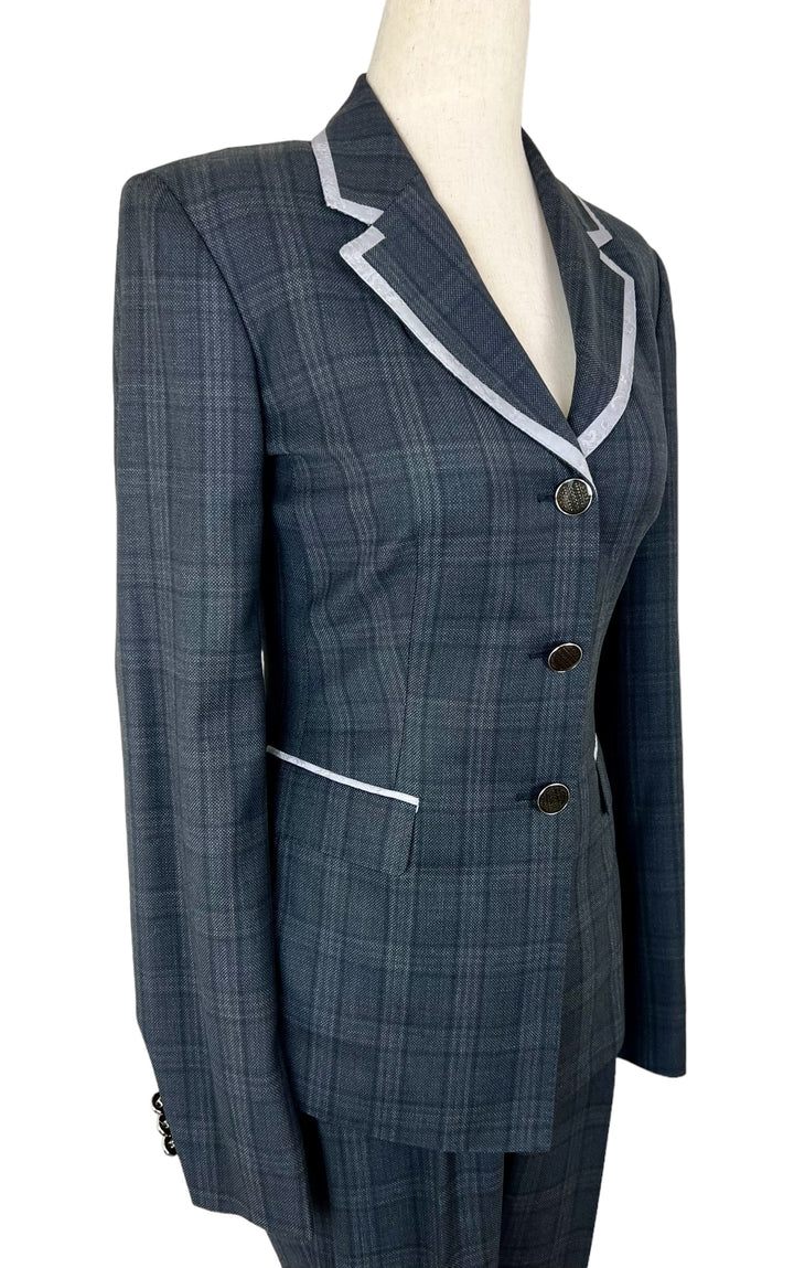 Charcoal Gray Plaid Showmanship Suit (Size 2) + Matching Scarf
