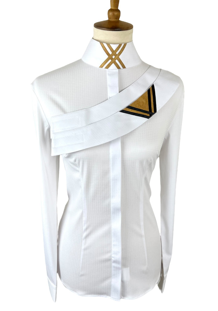 White Hunt Shirt with Gold Paisley Accents (3 collars)