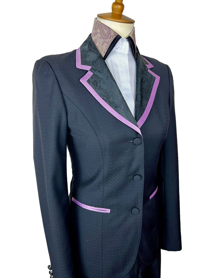 Black Showmanship Suit with Purple Accents, Matching Shirt & 2 Scarves