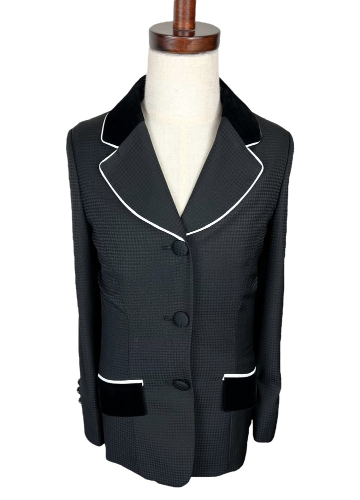 Youth Black Hunt Coat with White Piping