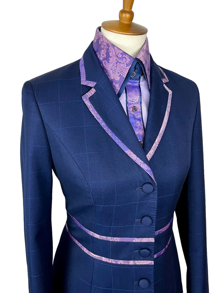 Navy Showmanship Suit with Purple Paisley Accents & Matching Shirt