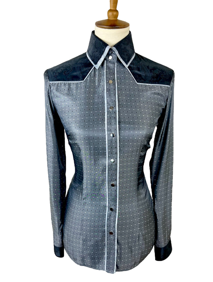 Silver Micro Dot Silk Western Shirt (Size 34)