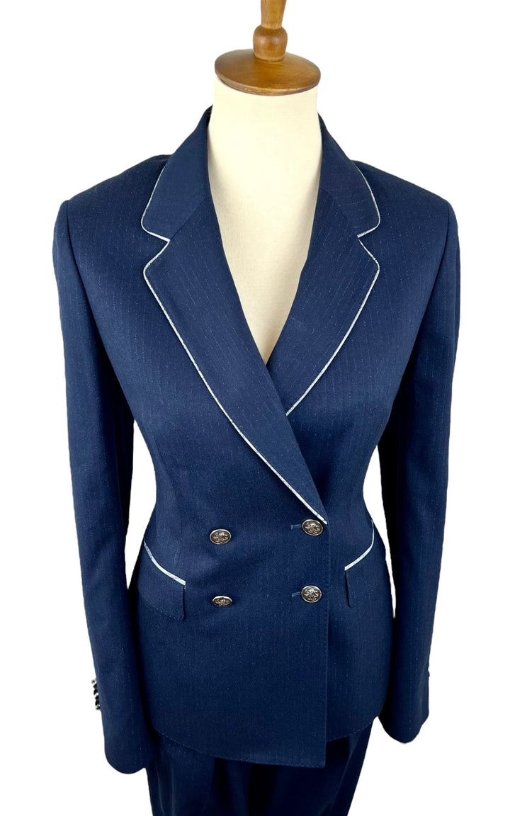 Navy Pinstripe Showmanship Suit (Size 4)