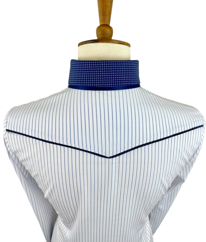 Blue & White Pinstripe Western Shirt (Size 34)