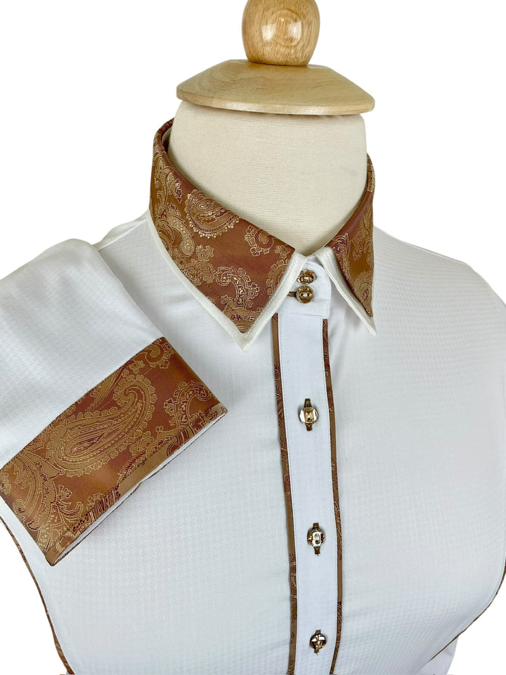 White & Tan Paisley Western Shirt (Size 48)
